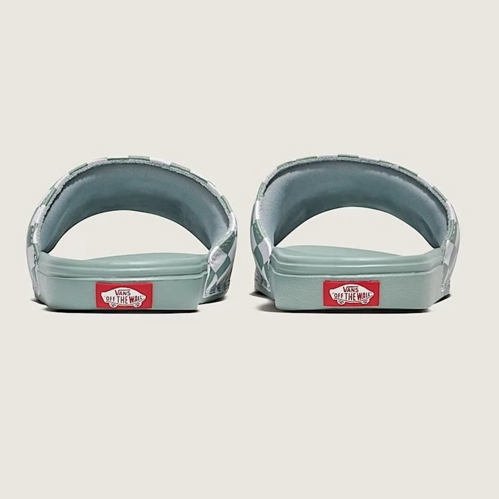 Vans La Costa Checkers Slide-On Sandals Sage Gray White board Mens Size 11 New